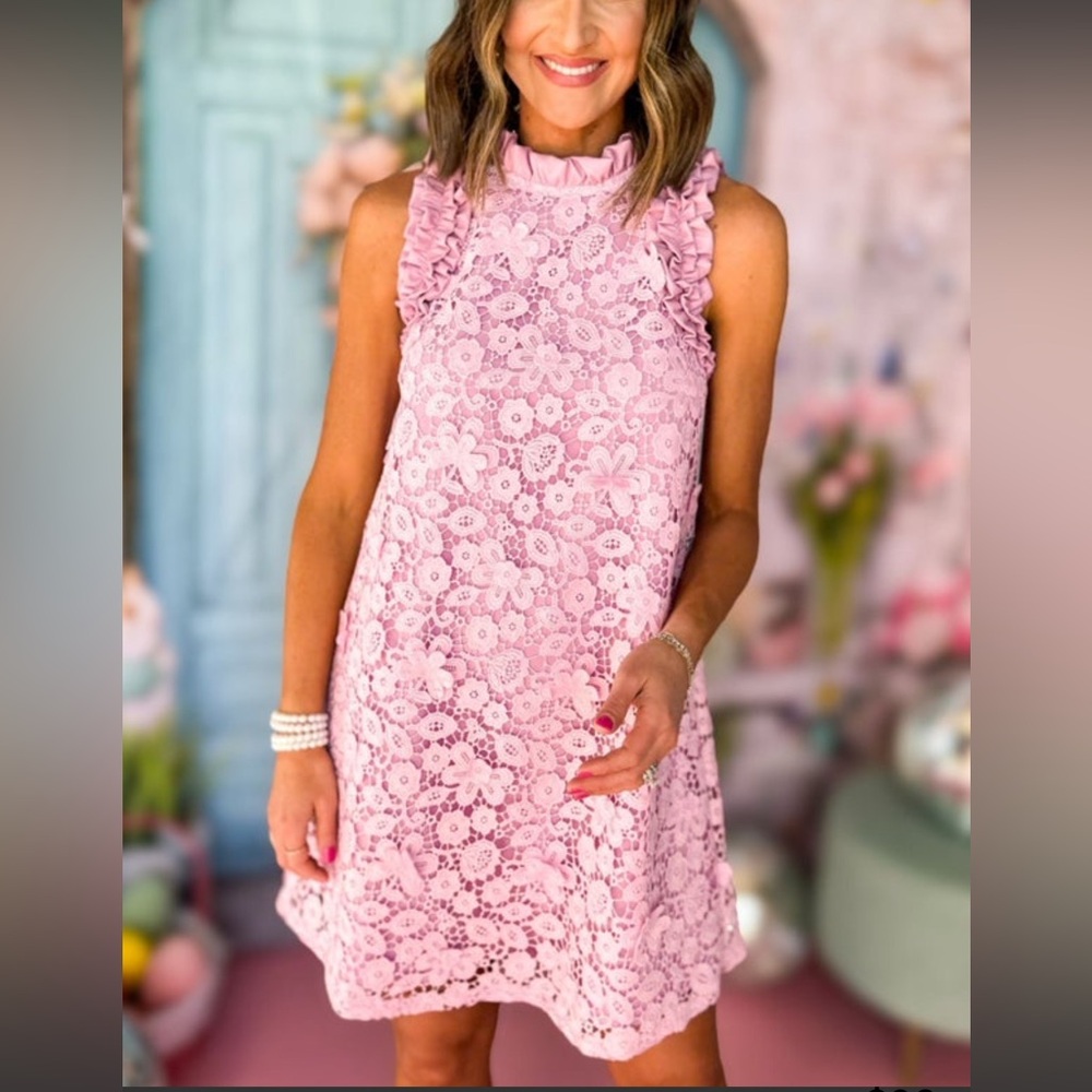 SSYS The Bailey Sleeveless Faux Leather Lace Dress In Lilac